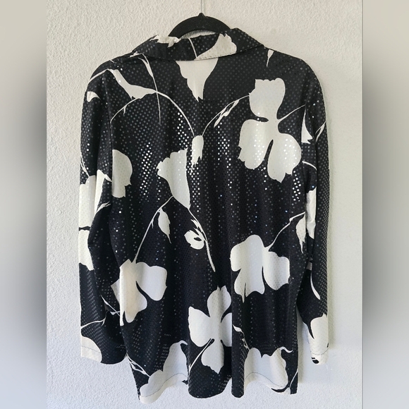Drapers And Damon's Shimmery Button Up Shirt Women Sz L Floral Glitter Excellen - Picture 11 of 12